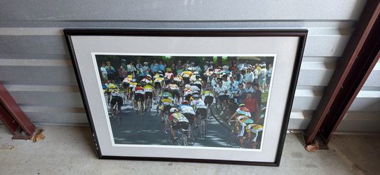 Framed Cycling Art Print 34” x 25” frame