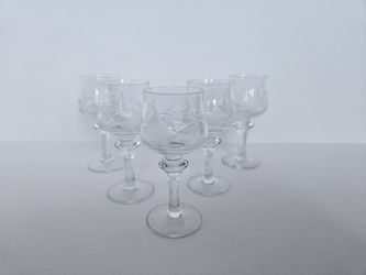 1970s Vintage Princess House Etched Crystal Cordial Glasses Herritage - Set Of 5