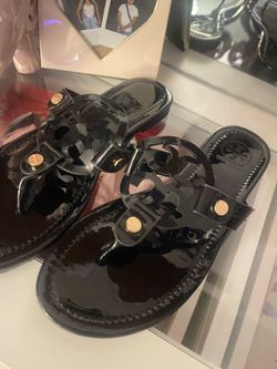 Shiny black Tory Burch sandals size 6