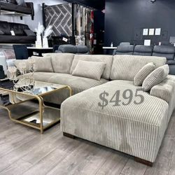 XL Corduroy 2-Pc Sectional Sofa Set 