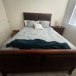 Queen solid wood bed frame