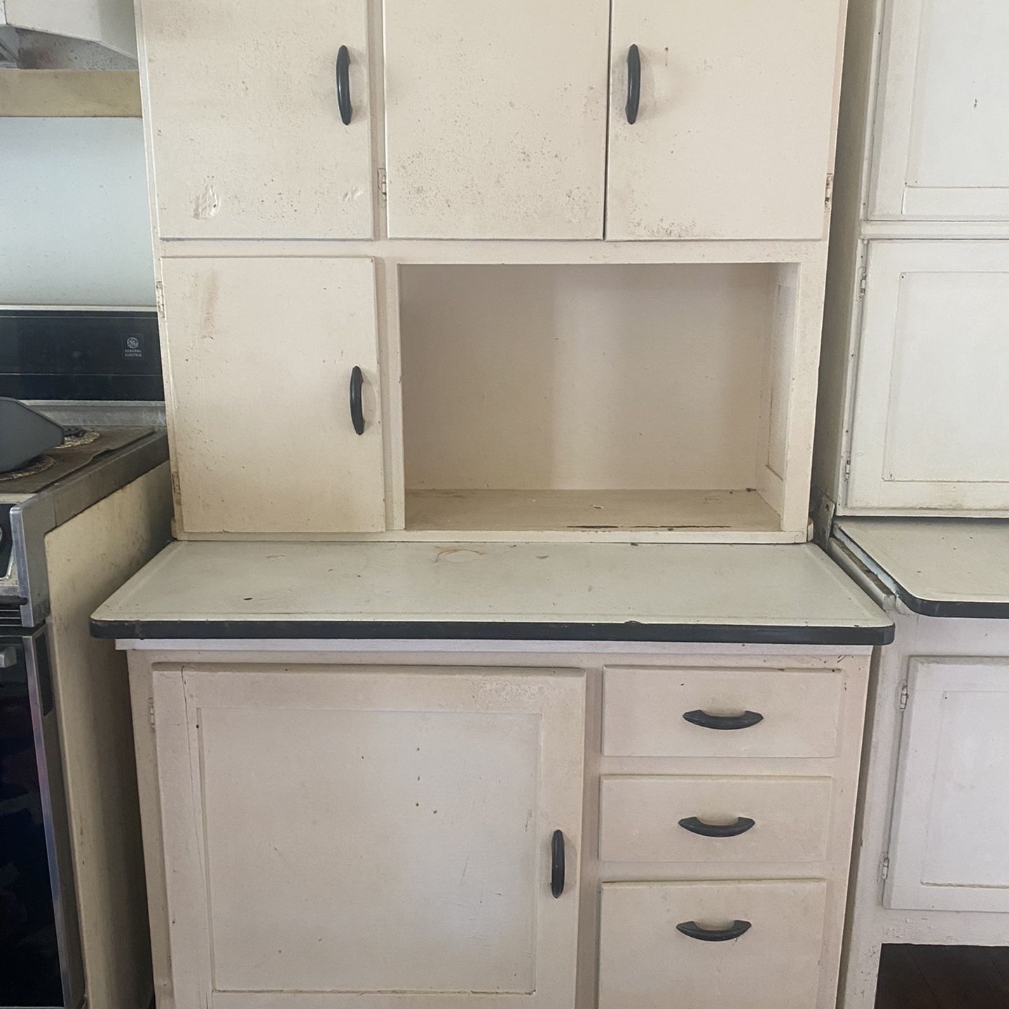 Vintage Antique Hoosier Cabinet White