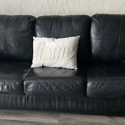 Nice Black Leather Three Seater Couch