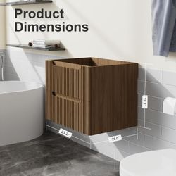 24” Wall-Mount Bathroom Vanity Floating Bathroom Cabinet in Walnut