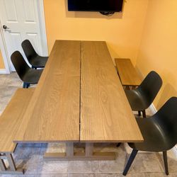 8 People Dining Table + 2 Benches + 4 Chairs