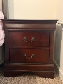 Cherry Wood 2-Drawer Nightstand