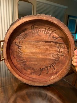 Thankfull rustic wood tray