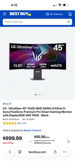 LG - UltraGear 45" OLED QHD 240Hz 0.03ms G-Sync/FreeSync Premium Pro Smart Gaming Monitor with DisplayHDR 400 TRUE - Black