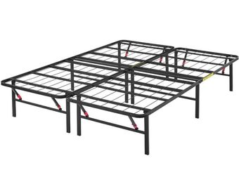 Amazon foldable full size  Bed Frame with Ample Underbed Storage, Foldable Metal Platform, Sturdy Steel, No Box Spring Needed, 14 inches High, Noise-F
