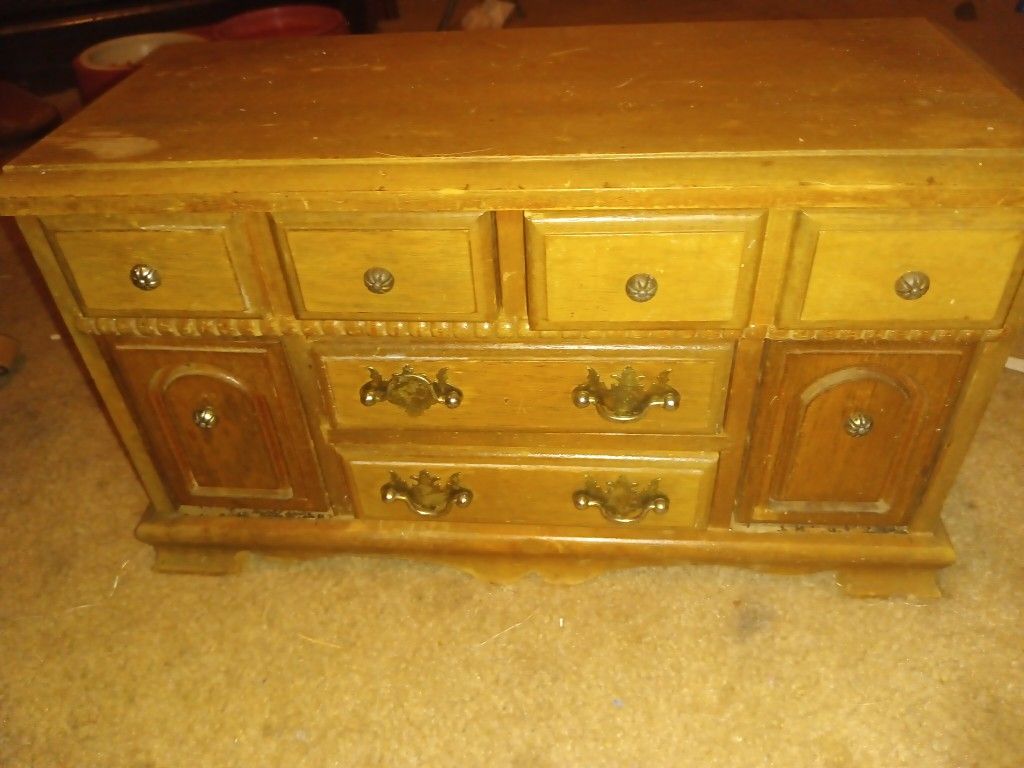 Vintage Wooden 3story Jewelry Box For Sale