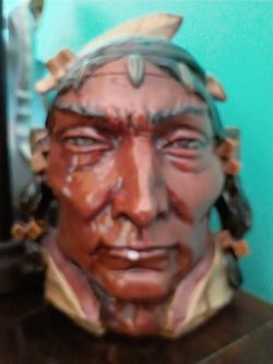 Native American Warrior Bust Figurine cookie jar