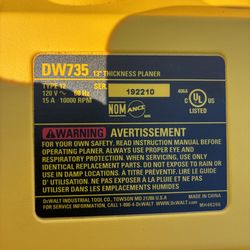 De Walt 13” planer new whit bench and jacket .