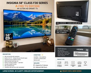 INSIGNIA 58” Class F30 Series 4K Ultra HD Smart Fire TV – Like New!