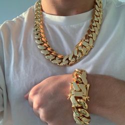 Miami Cuban Link Bracelet And Necklace Set