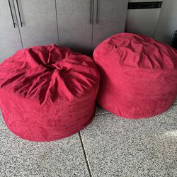 TWO Large Red Bean Bag Chairs