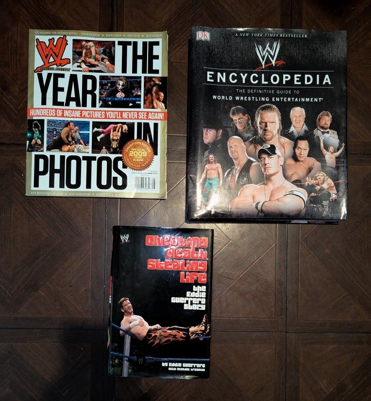 WWE (2) Hardcover Books & (1) Magazine