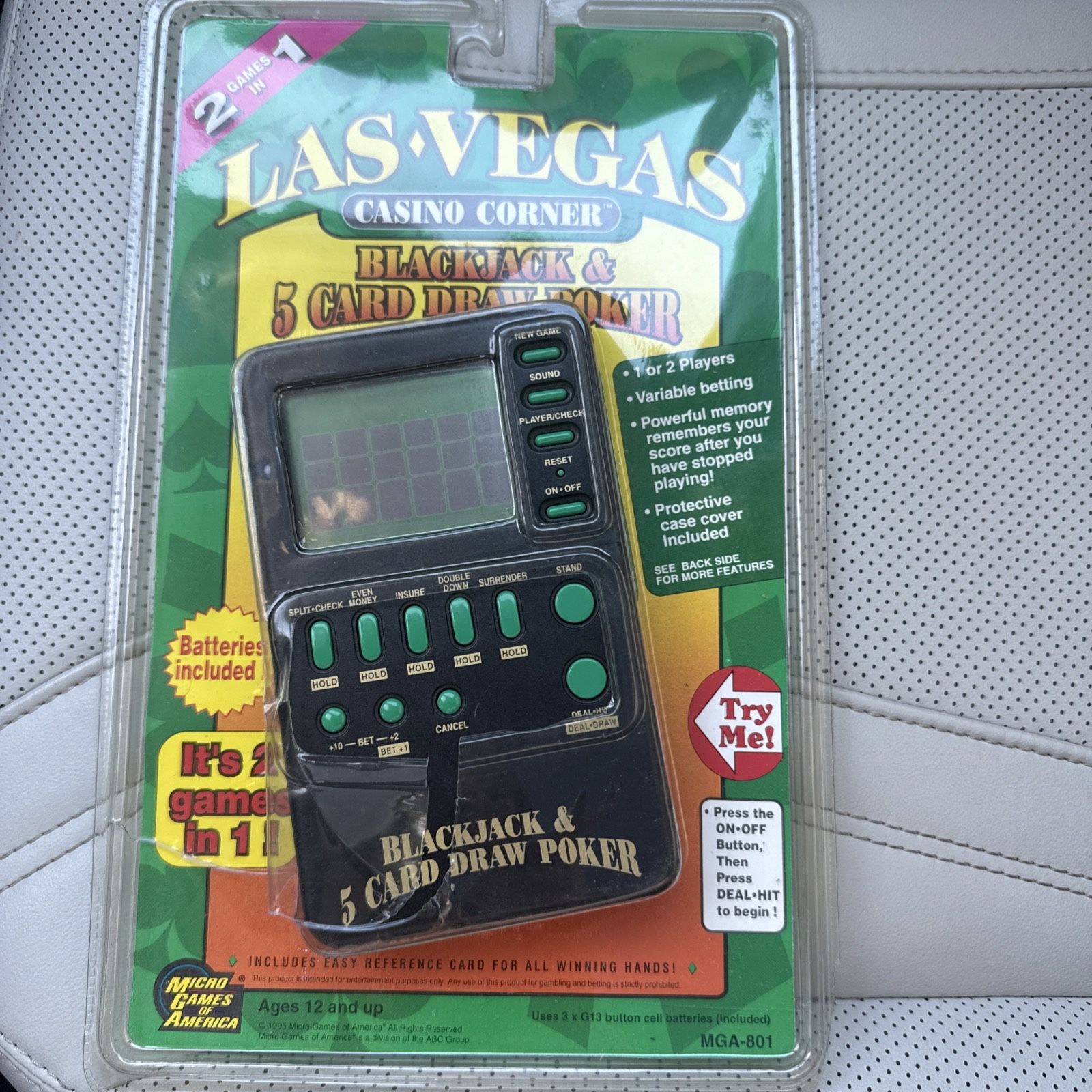 MGA 1995 Las Vegas 2 in 1 Blackjack & 5 Card Draw Poker Electronic Handheld