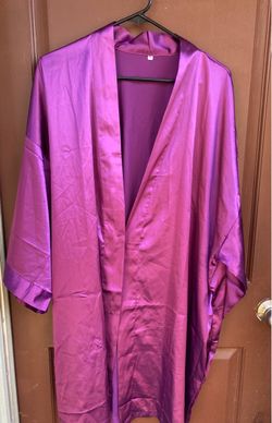 Purple Satin Kimono Robe XL