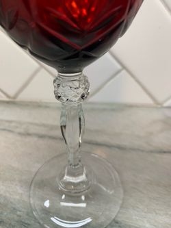 7 - Cristal D’Arques “Antique Ruby” Pattern wine Goblets