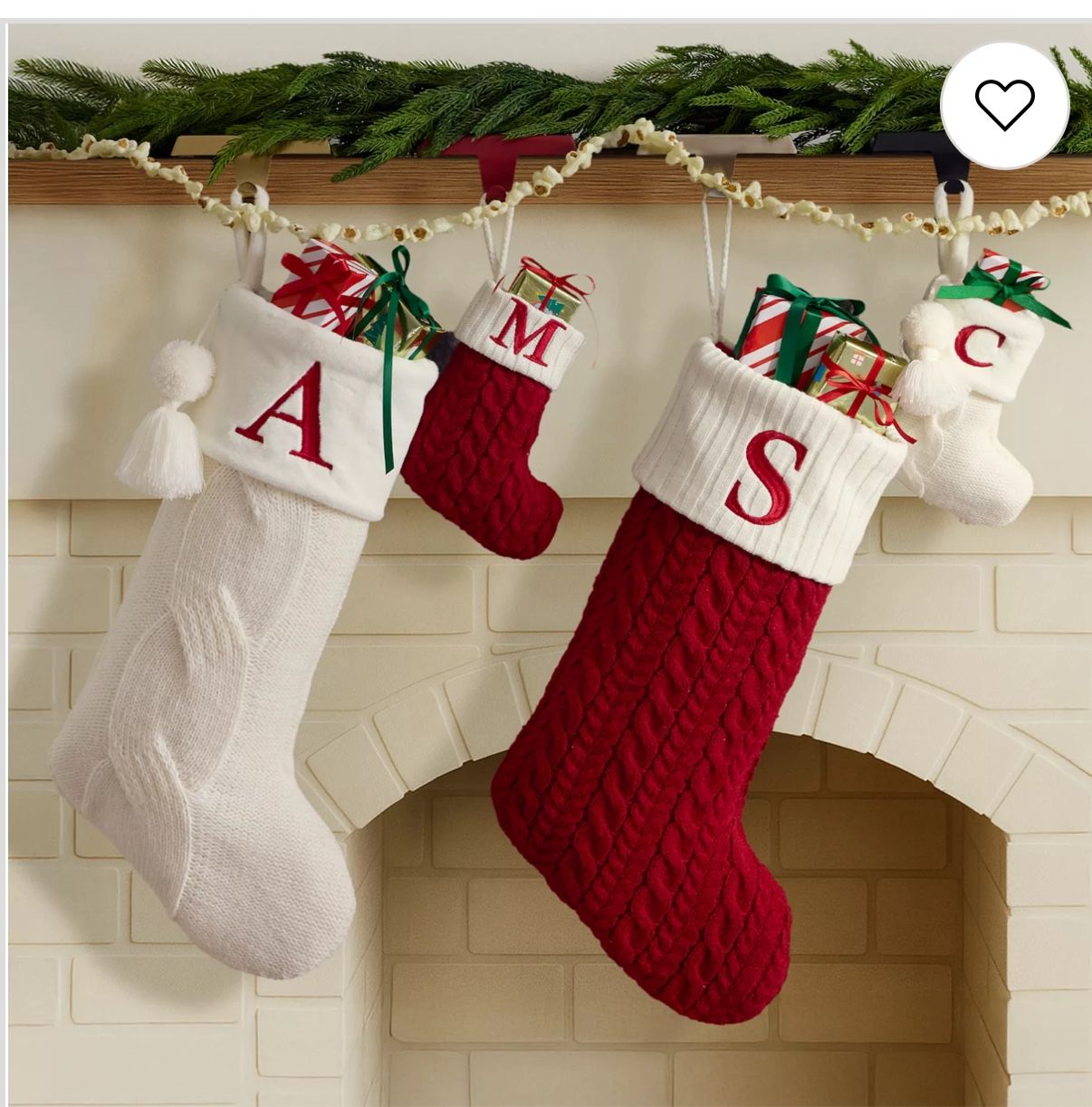 Red Knit Christmas Stocking With White Ribbed Cuff