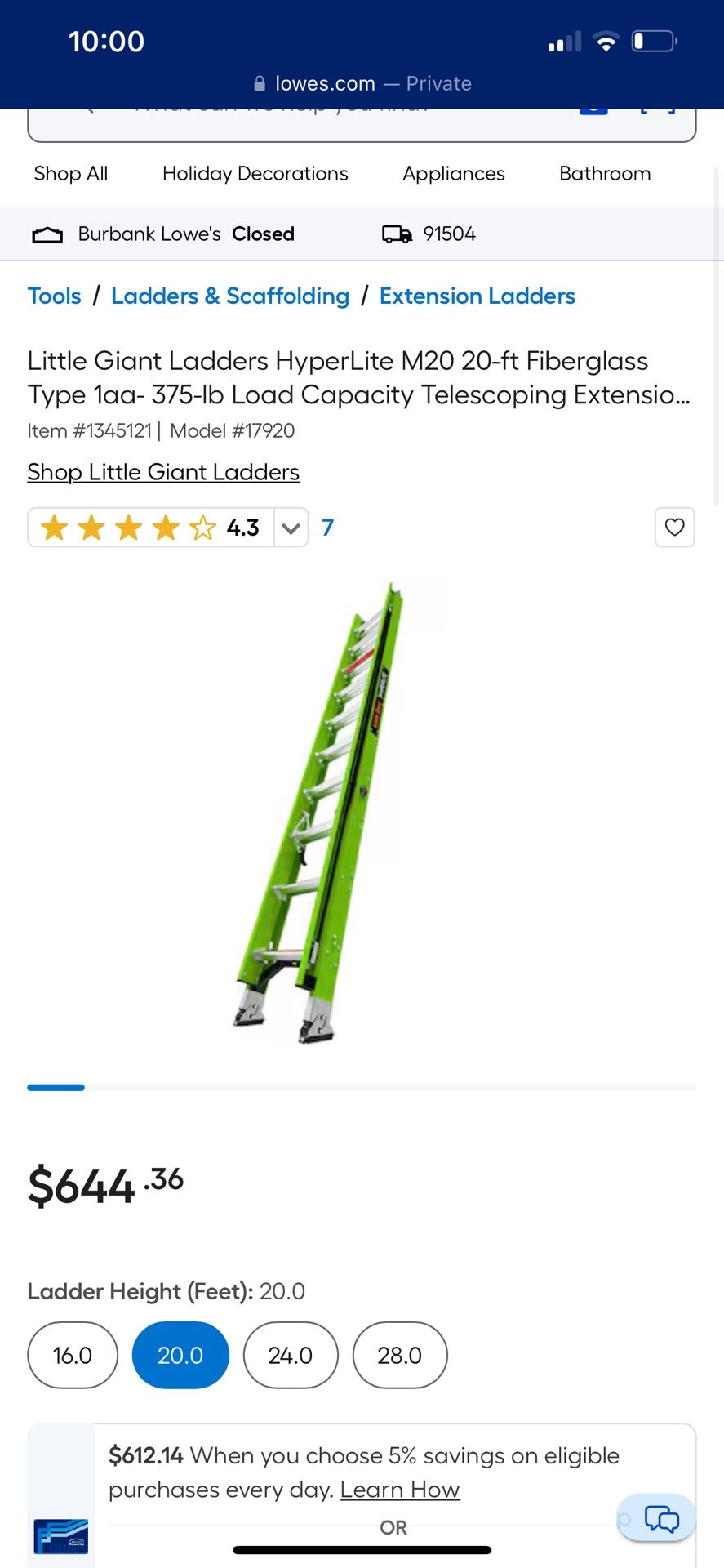 Little Giant 20ft Fiberglass Ladder