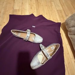 Silver Flat Shoes
