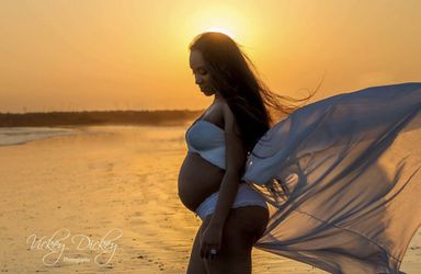 White maternity shoot dress
