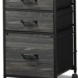 DEVAISE Mobile File Cabinet, Rolling Printer Stand with 3 Drawers, Fabric Vertical Filing Cabinet fits A4 or Letter Size for Home Office, Charcoal Bla