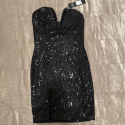 Black Sequin Midi Dress