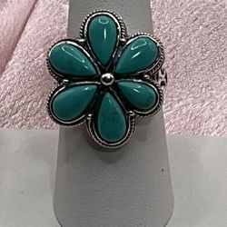 Sterling Silver With Turquoise Look Size 8 Ring