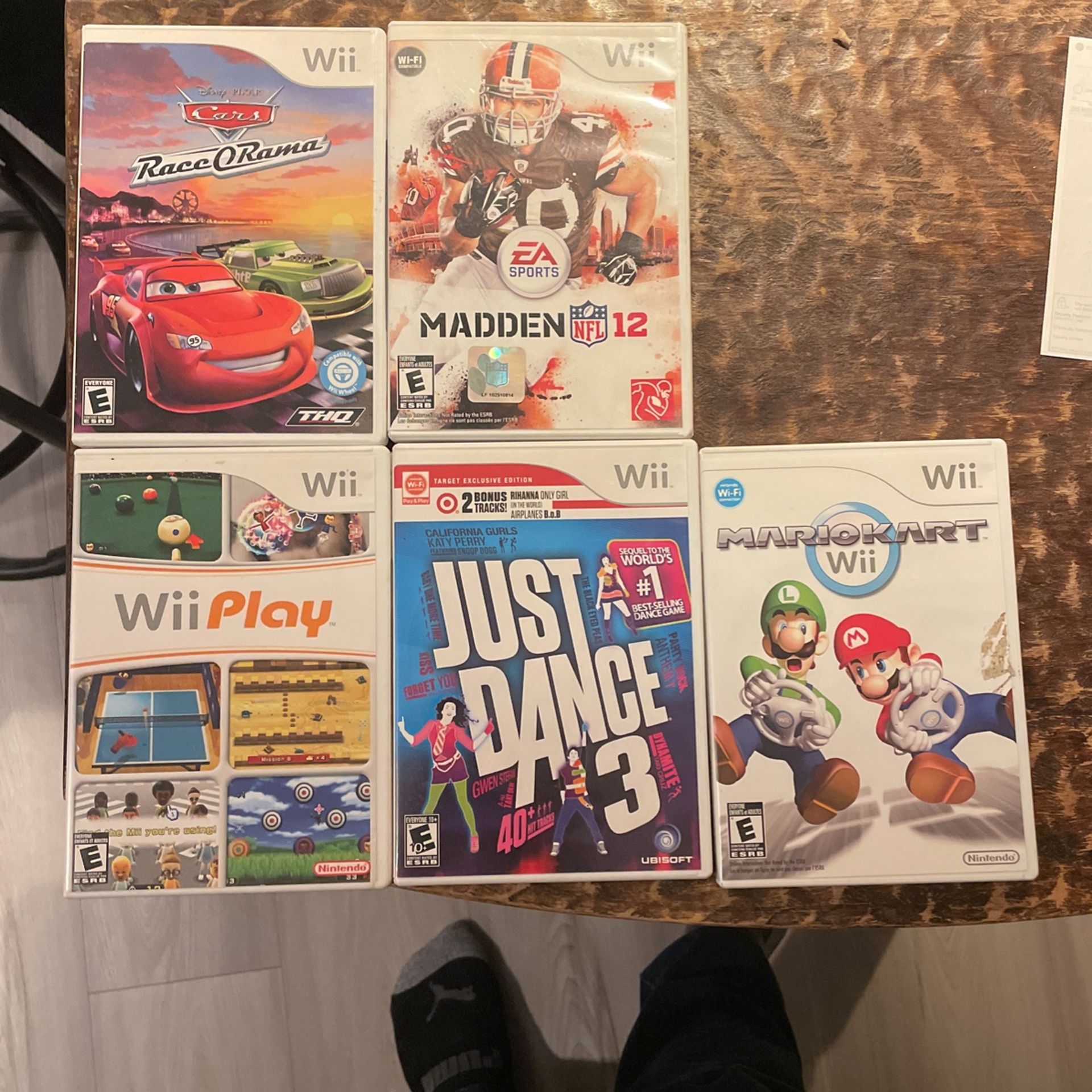 Wii Game Bundle Mario Kart Just Dance Madden 12 Wii Play