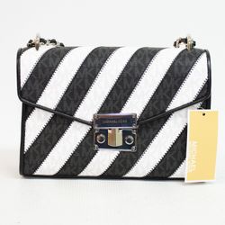 Michael Kors Rose Black Multi MD Flap Shoulder Bag - 35F0SXOL2L