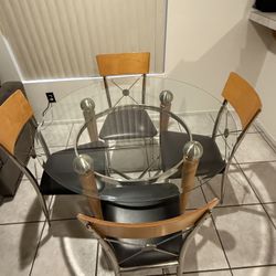 Glass Table W/4 Chairs $100