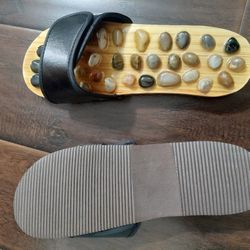 New Massage Slippers with Earth Stone, Helps Plantar Fasciitis Lower Back Heel Pain, 10.8 Inch