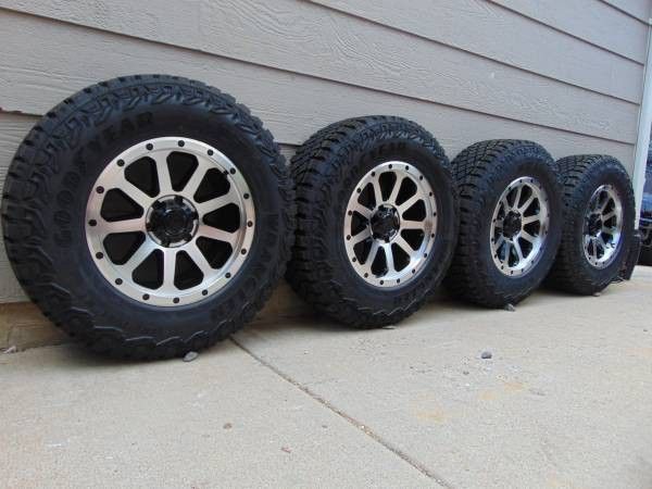 New 18X9 Black/Machined Rims LT 275 70 18 Goodyear M/T Tires *6X135* *+18MM* *FORD*F150*EXPEDITION*