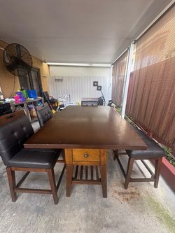 Modern Dining Table Set – 3 Chairs + 1 Bench, Built-In Drawers