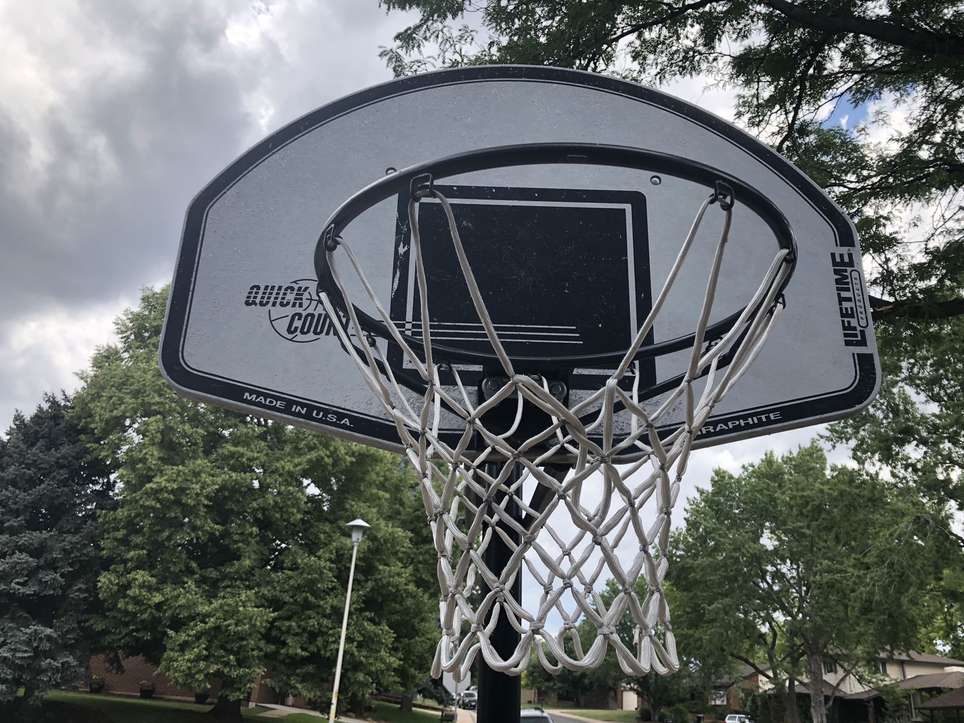 Lifetime portable basketball hoop. Quick Court. Graphite, adjustable.