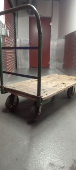 Vintage Industrial Wood Platform Truck/Dollie 30"X60"