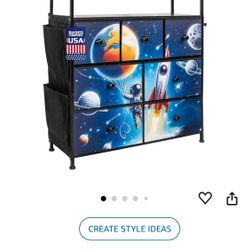 LOOM LIFE KIDS FABRIC 7 DRAWER DRESSER WITH 2 SHELVES & SIDE POCKETS