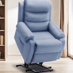 Power Lift Recliner Chair for Elderly, Electric Lift Chair for Adults, Small Recliner with Side Pockets ,Blue