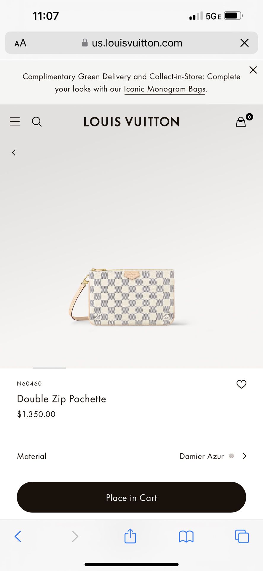 Louis Vuitton Double Zip Pochette (DOUBLE ZIP POUCH, N60460)
