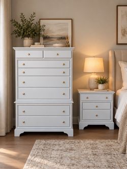 White 2-Piece Bedroom Set – Dresser & Nightstand