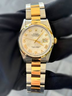 Rolex Datejust 36mm Factory MOP Roman Dial 16203 Two Tone Oyster Bracelet Box Booklets & Appraisal Papers