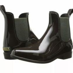 Brand New Ralph Lauren Tally Bo Rai Brown/Olive Women’s Rain Boots, Size 7