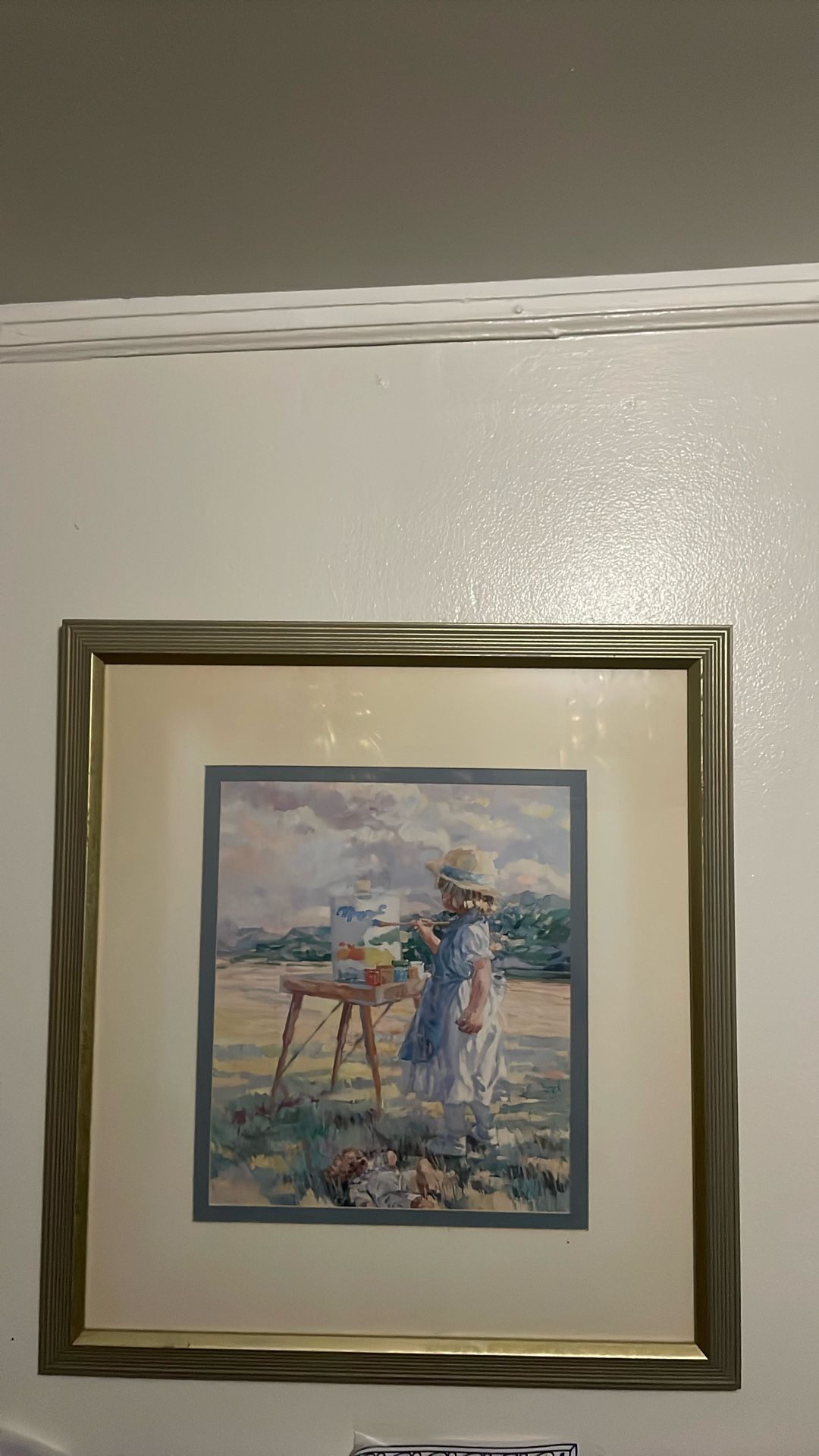 This image depicts a framed print titled "Her Creative World" by artist Corinne Hartley