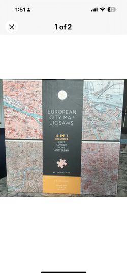 Professor Puzzle, European City Map Jigsaws,  4 x 1000 pieces