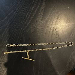 Gold Filled Vintage Watch Chain With Dog Clip And T Bar 