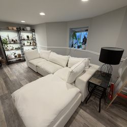 Modular White Sectional w/ Chaise – Washable Covers