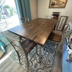 Rustic Look Dining Table And 4 Chairs