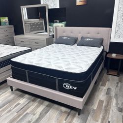 Queen Pillows Top With Free Box Spring - Same Day Delivery 